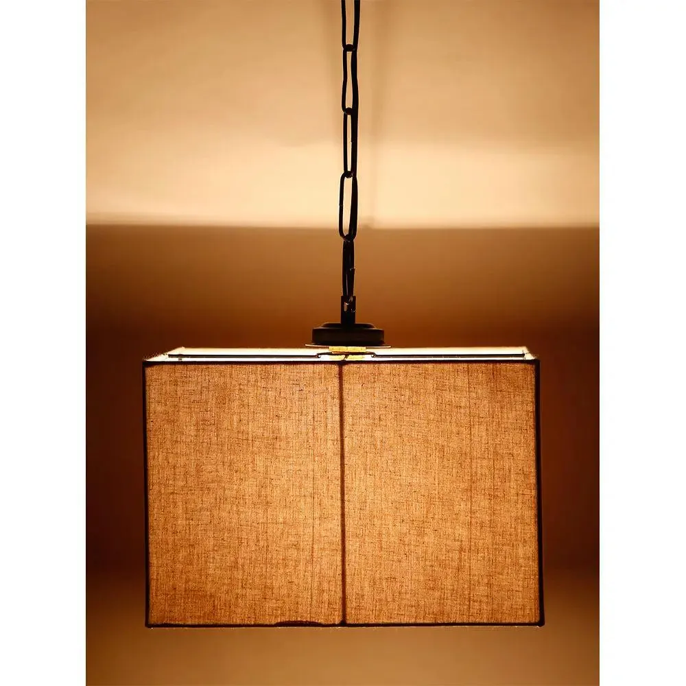 Grey Cotton Square Hanging Lamp