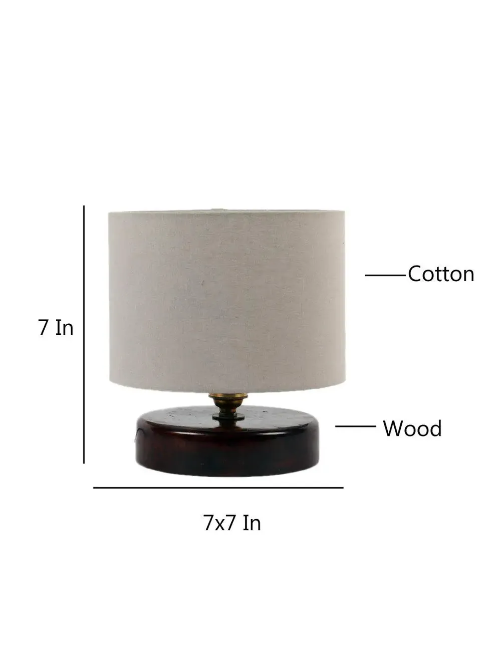 Grey Cotton Table Lamp with Brown Wood Base