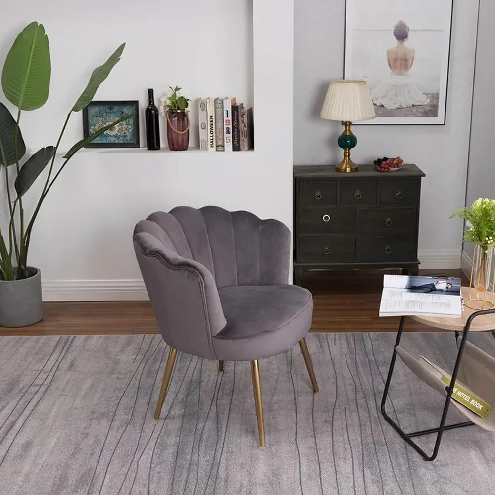 Grey Crafted Shell Designer Lounge Chair SET 1