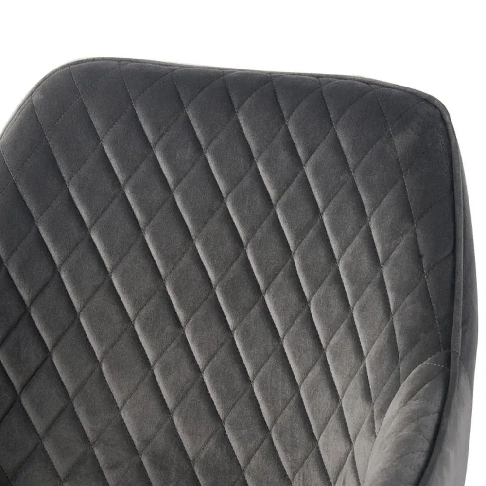 Grey Diamond Cut Velvet Accent Chair With Black Legs Single Piece