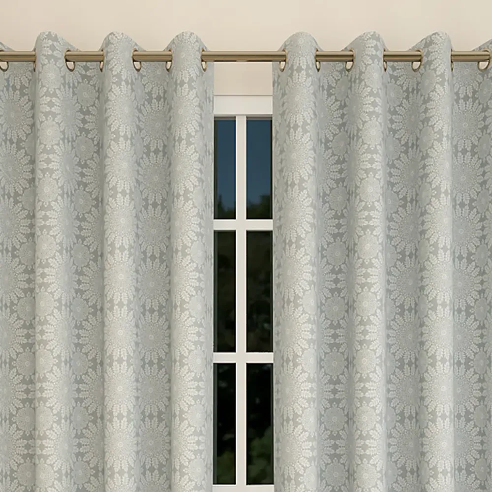 Grey Floral Arrangement Designer Curtain 5 ft