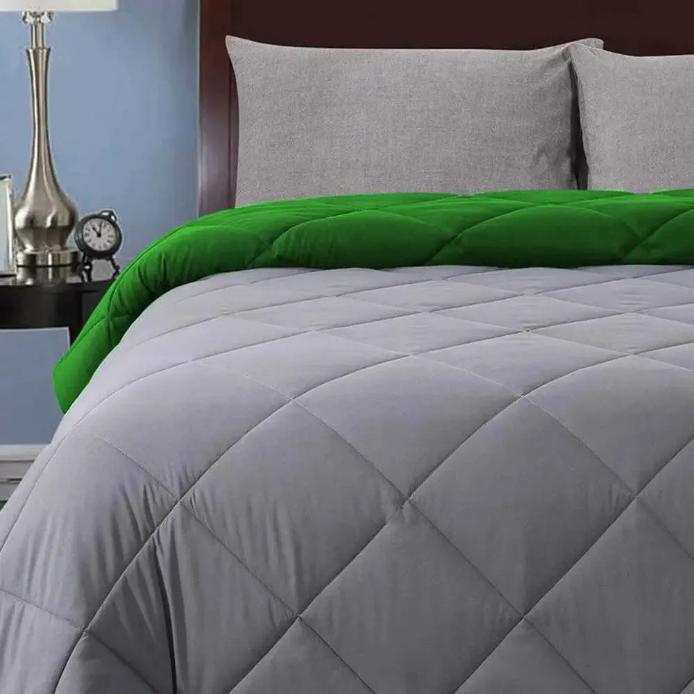 Grey & Green Quilted Double Bed Comforter
