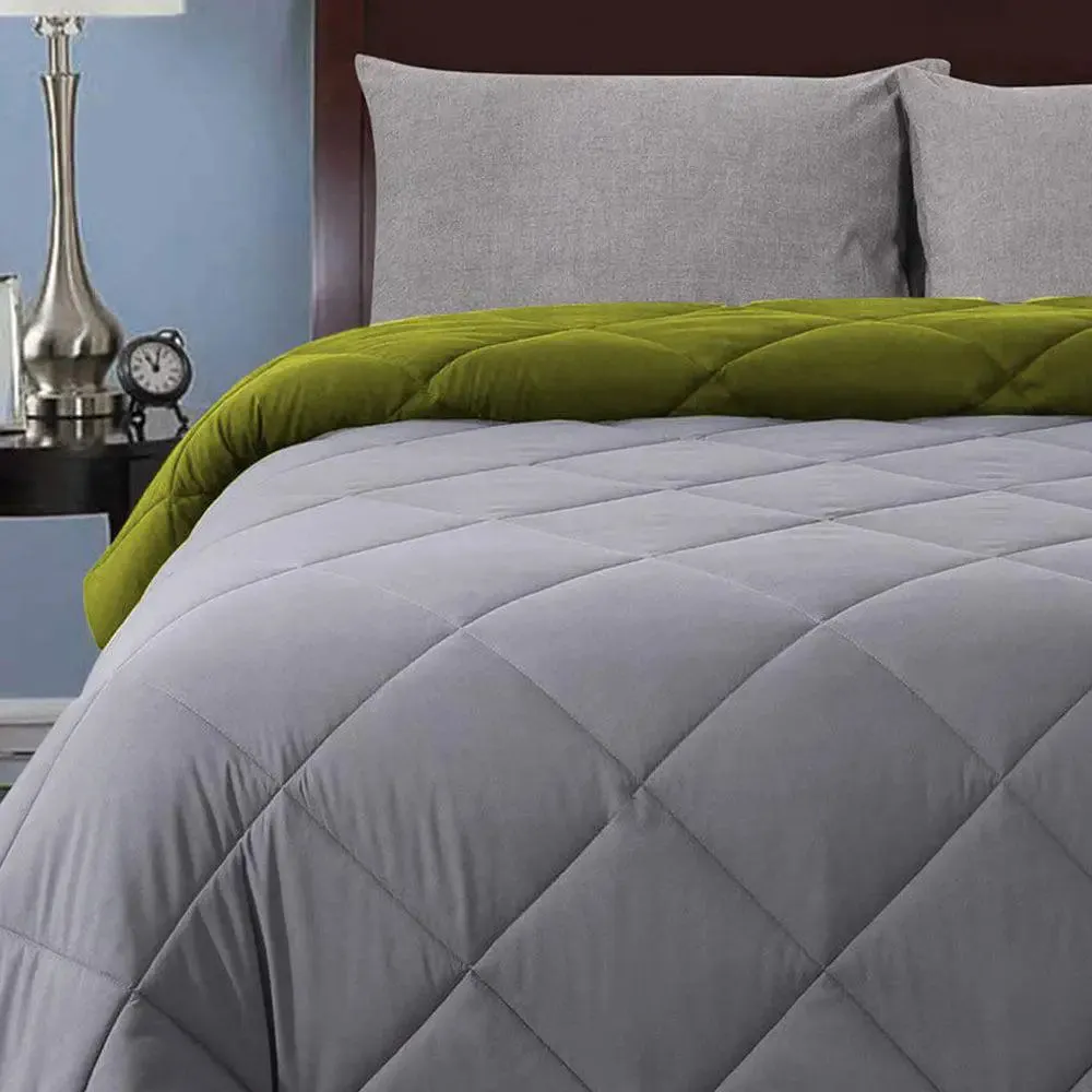 Grey & Green Quilted Single Bed Comforter