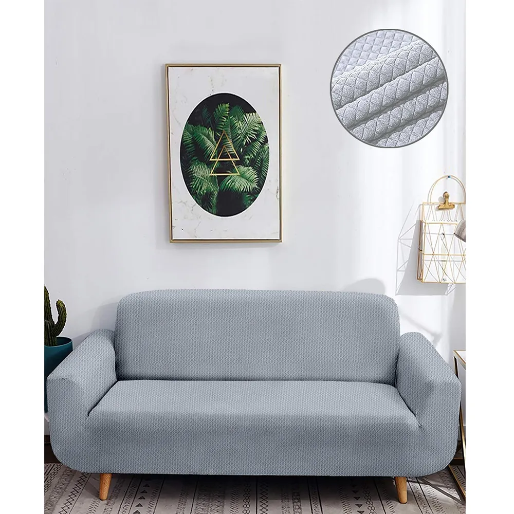 Grey Jacquard Sofa Cover Pack of 1 One Seater Sofa Slipcover