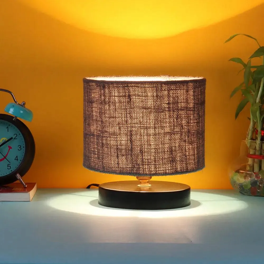 Grey Jute Table Lamp with Iron Base