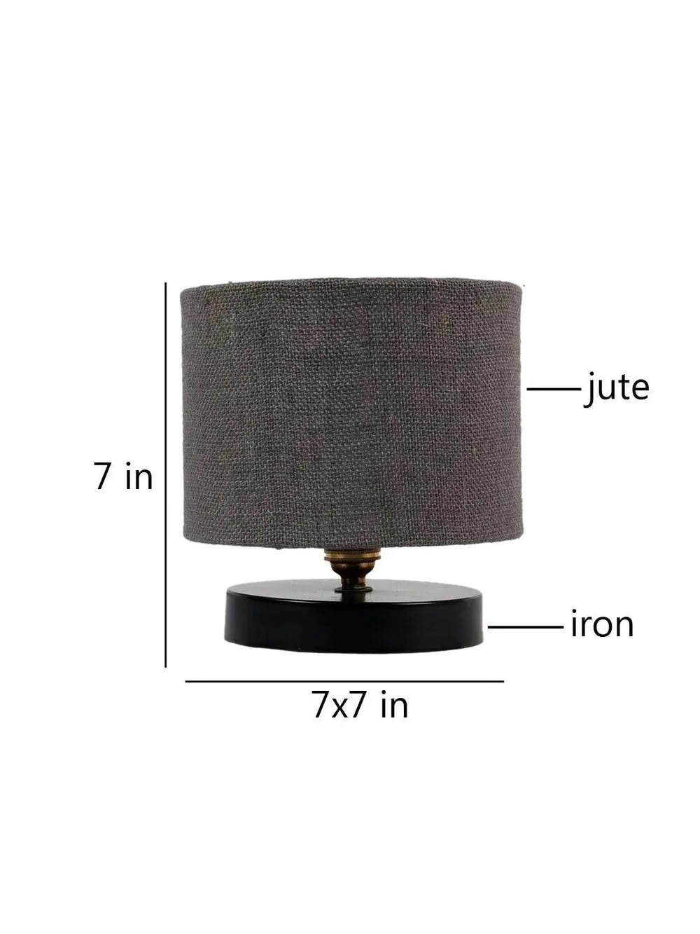 Grey Jute Table Lamp with Iron Base