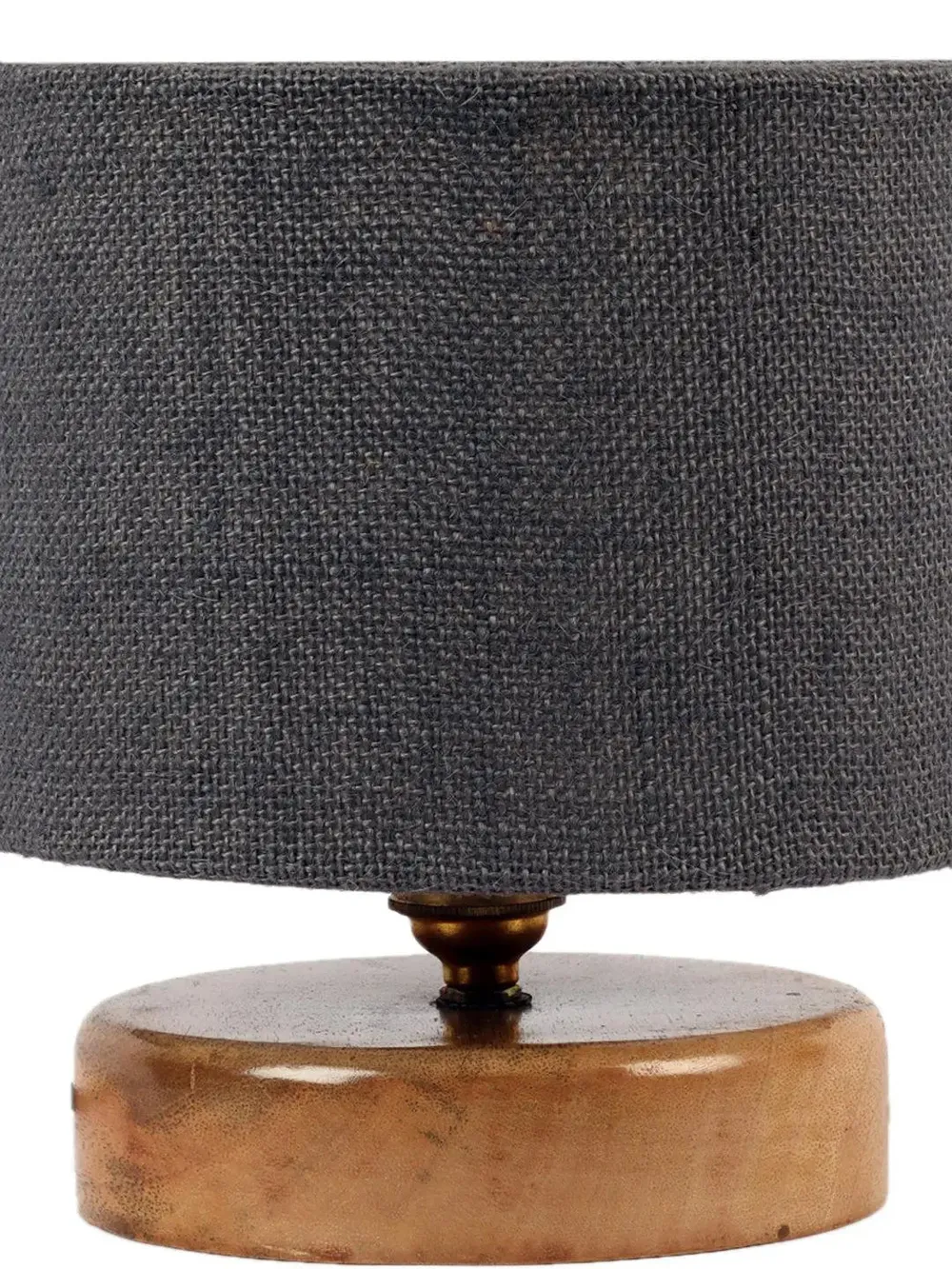 Grey Jute Table Lamp with Wood Base