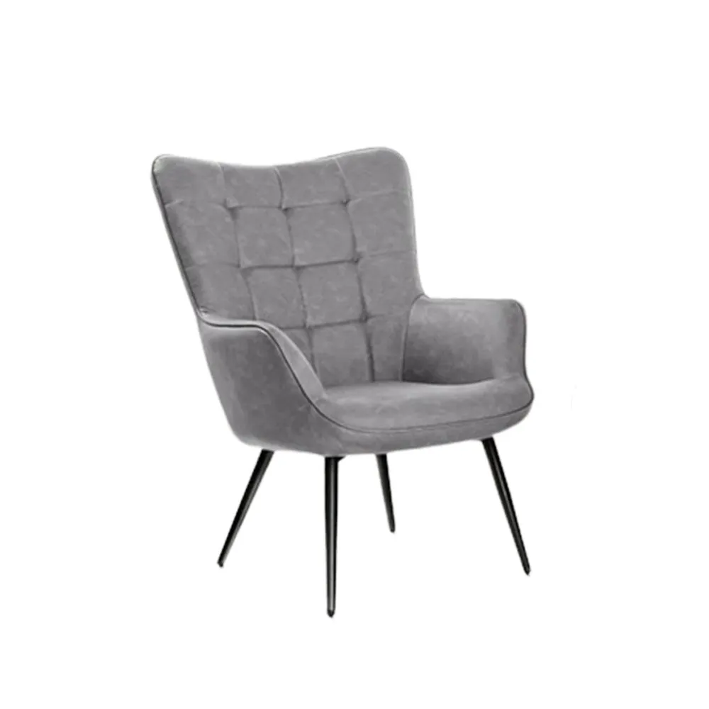 Grey Leatherette Luxurious Accent Chair Single Piece