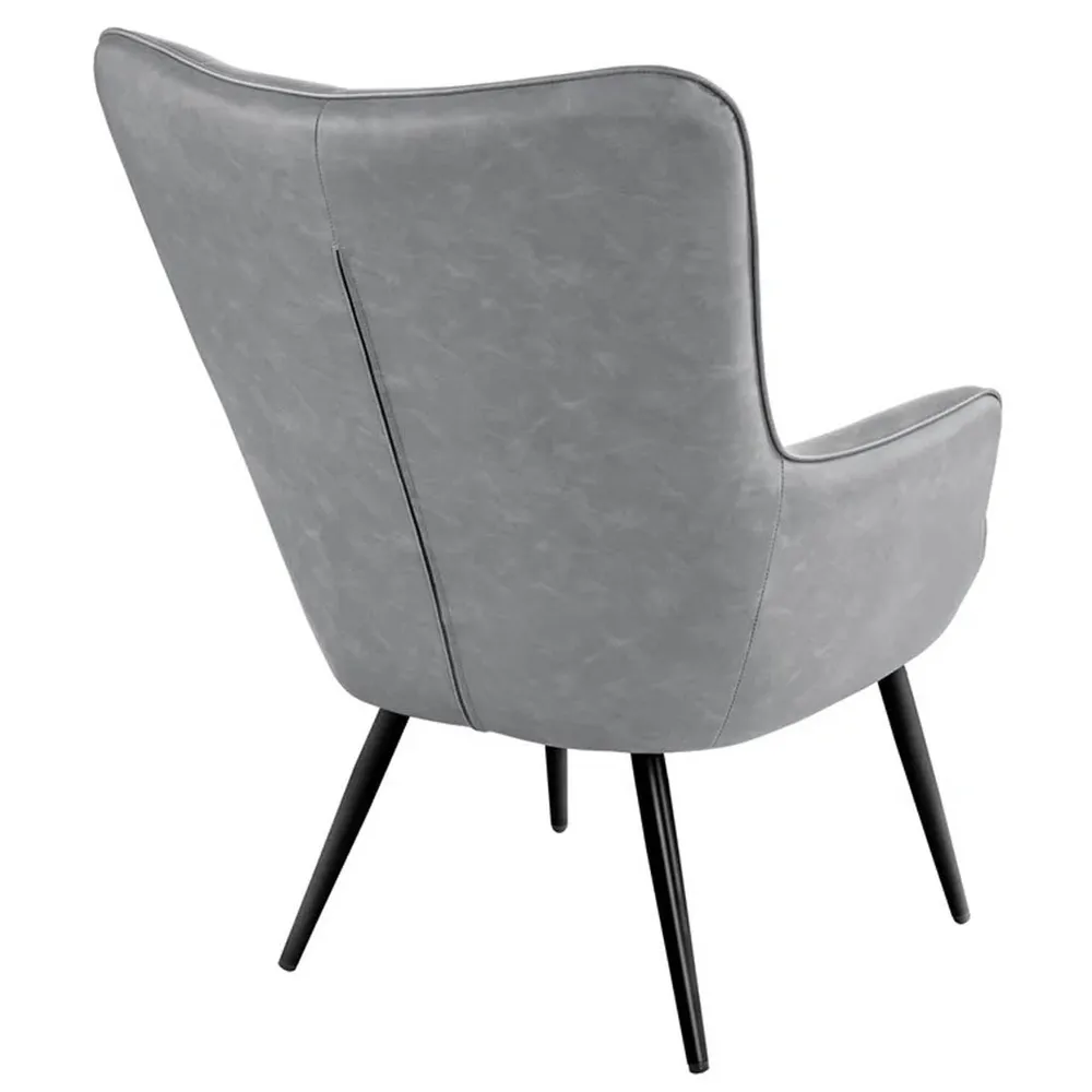 Grey Leatherette Luxurious Accent Chair Single Piece