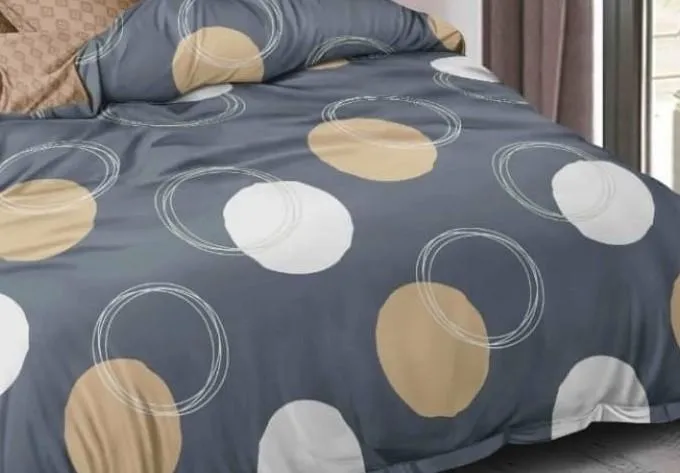 Grey Muse Printed Double Bedsheet With 2 Pillow Covers (Grey)