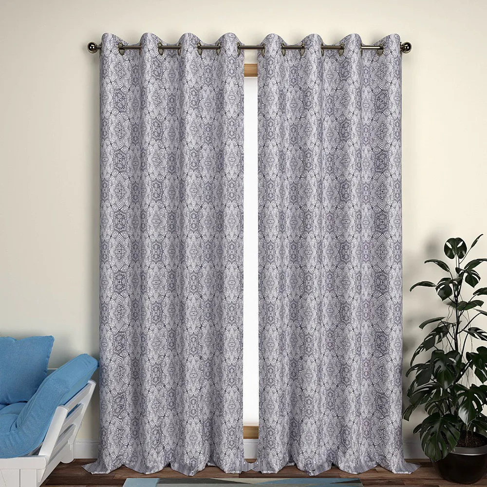 Grey Neat Floral Aesthetics Door Curtain Medium Single Piece (7ft)