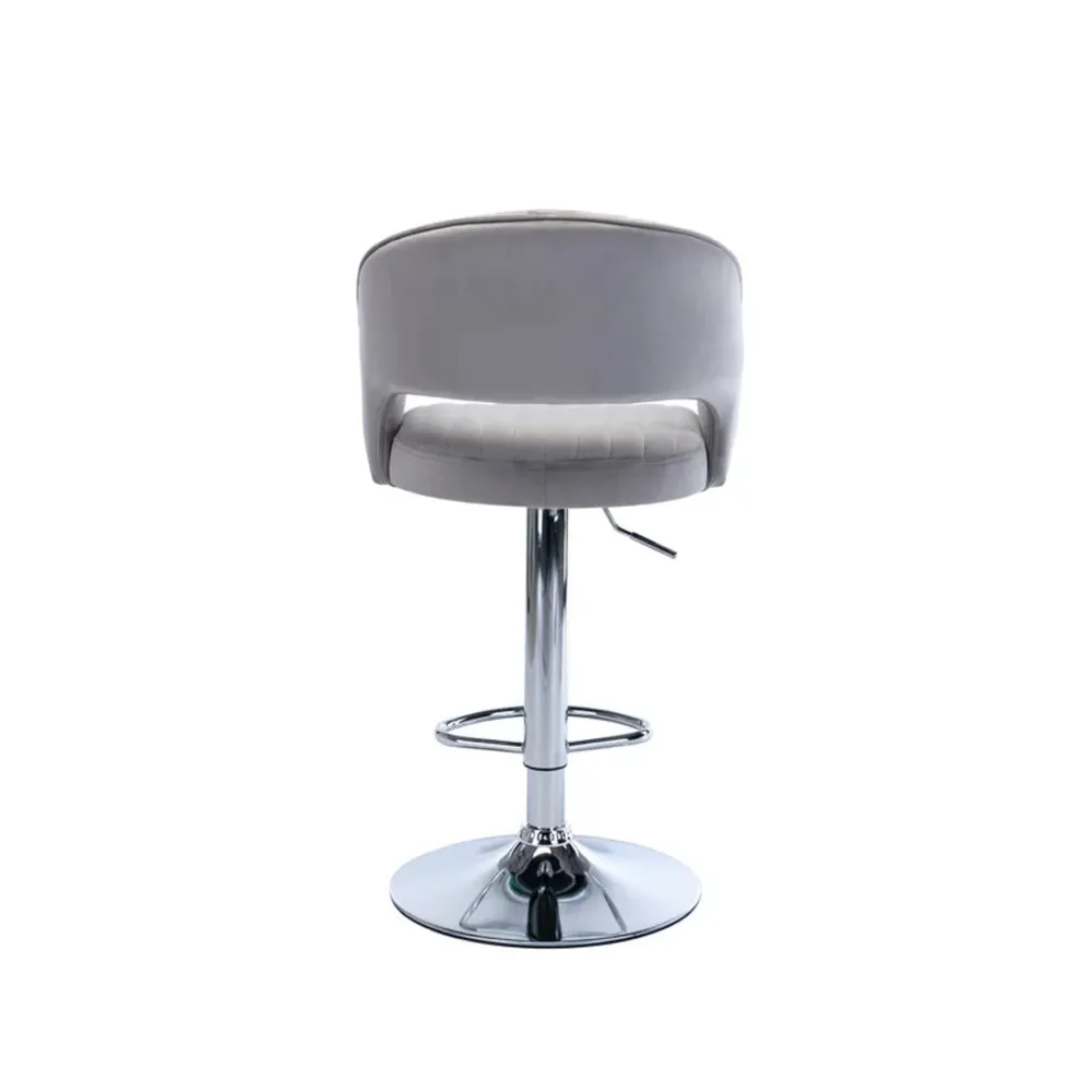 Grey Plush Feel Velvet Adjustable Bar Stool / Long Chair Single Chair