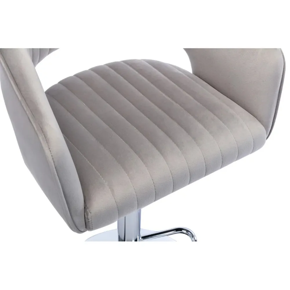 Grey Plush Feel Velvet Adjustable Bar Stool / Long Chair Single Chair