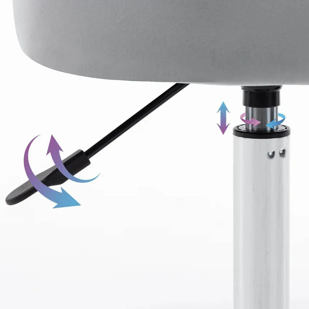 Grey Premium Leatherette Pouffe Stool with Round Metal Base