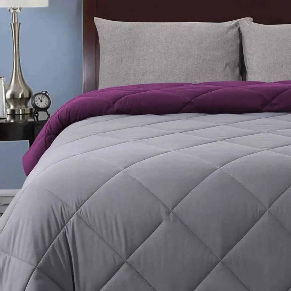Grey & Purple Quilted Double Bed Comforter