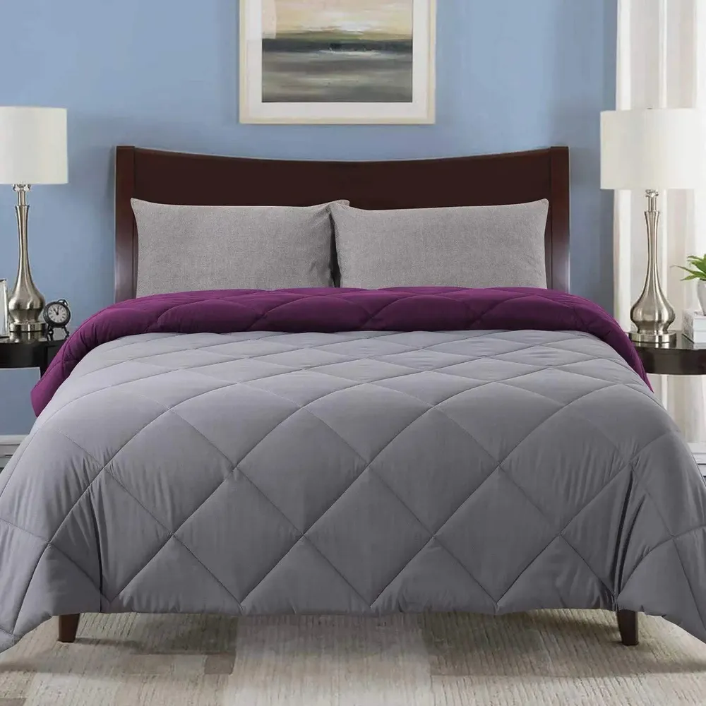 Grey & Purple Quilted Double Bed Comforter