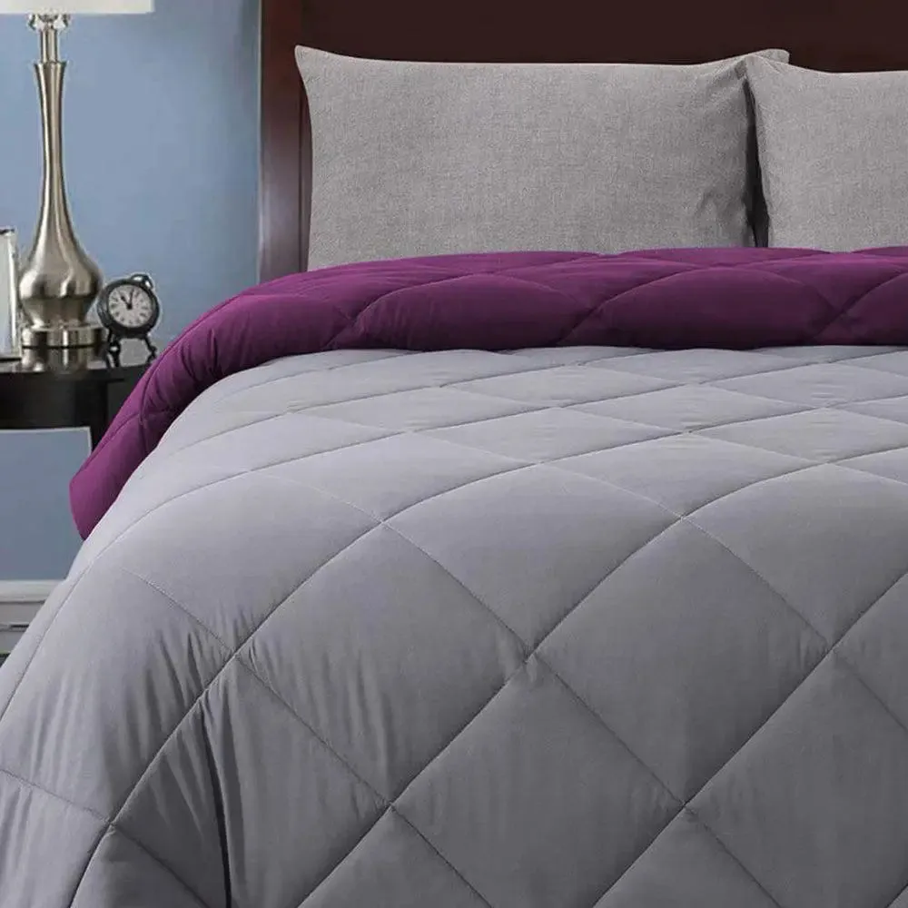 Grey & Purple Quilted Single Bed Comforter