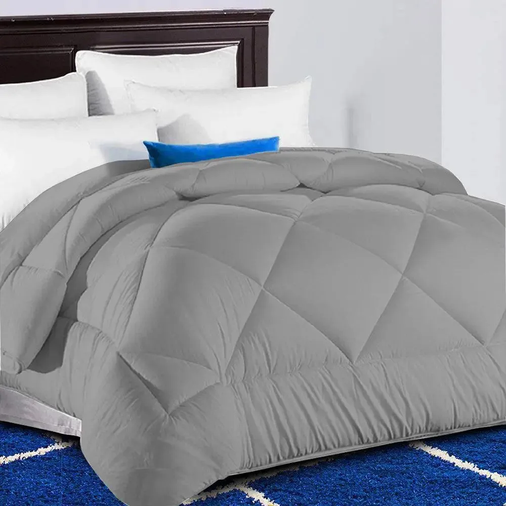 Grey Quilted Double Bed Comforter