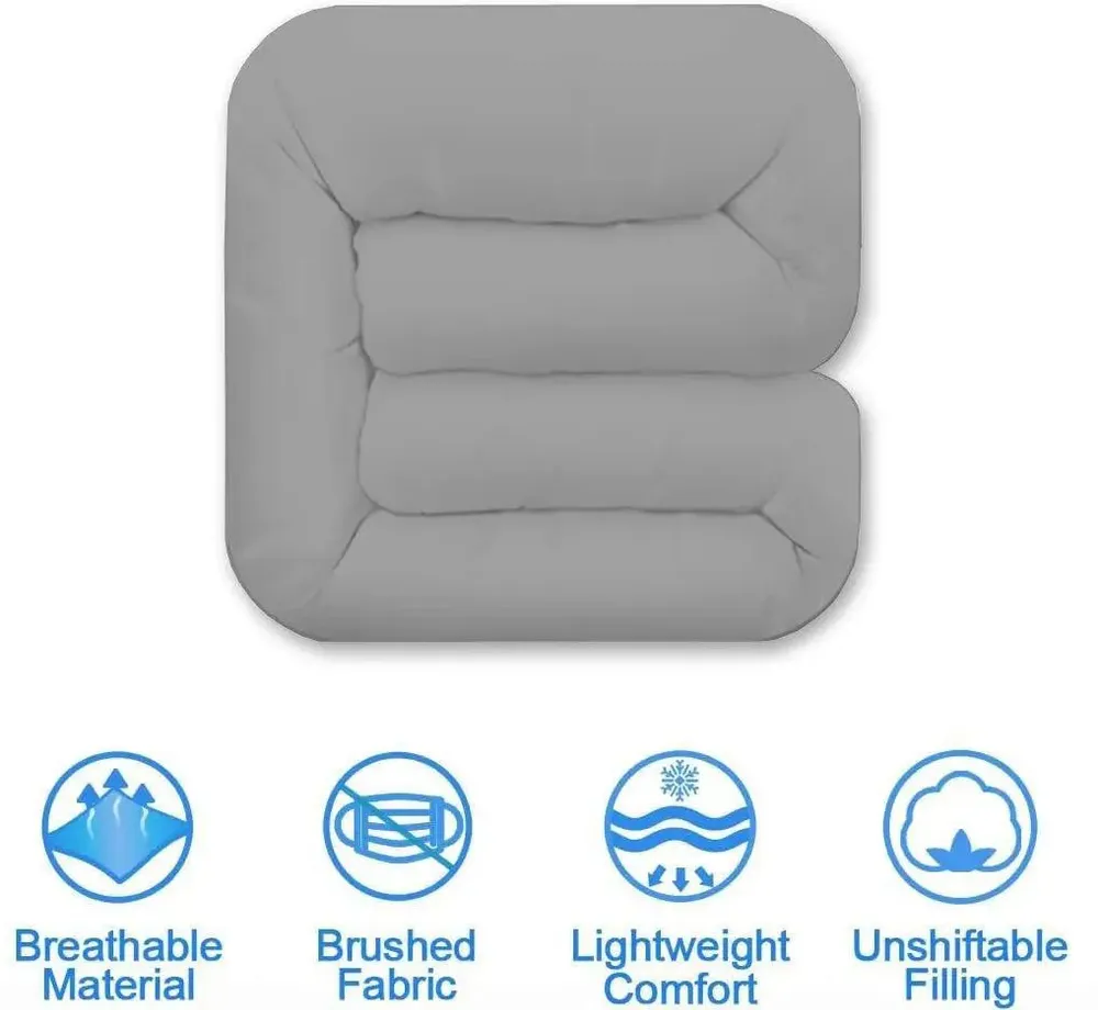 Grey Quilted Double Bed Comforter