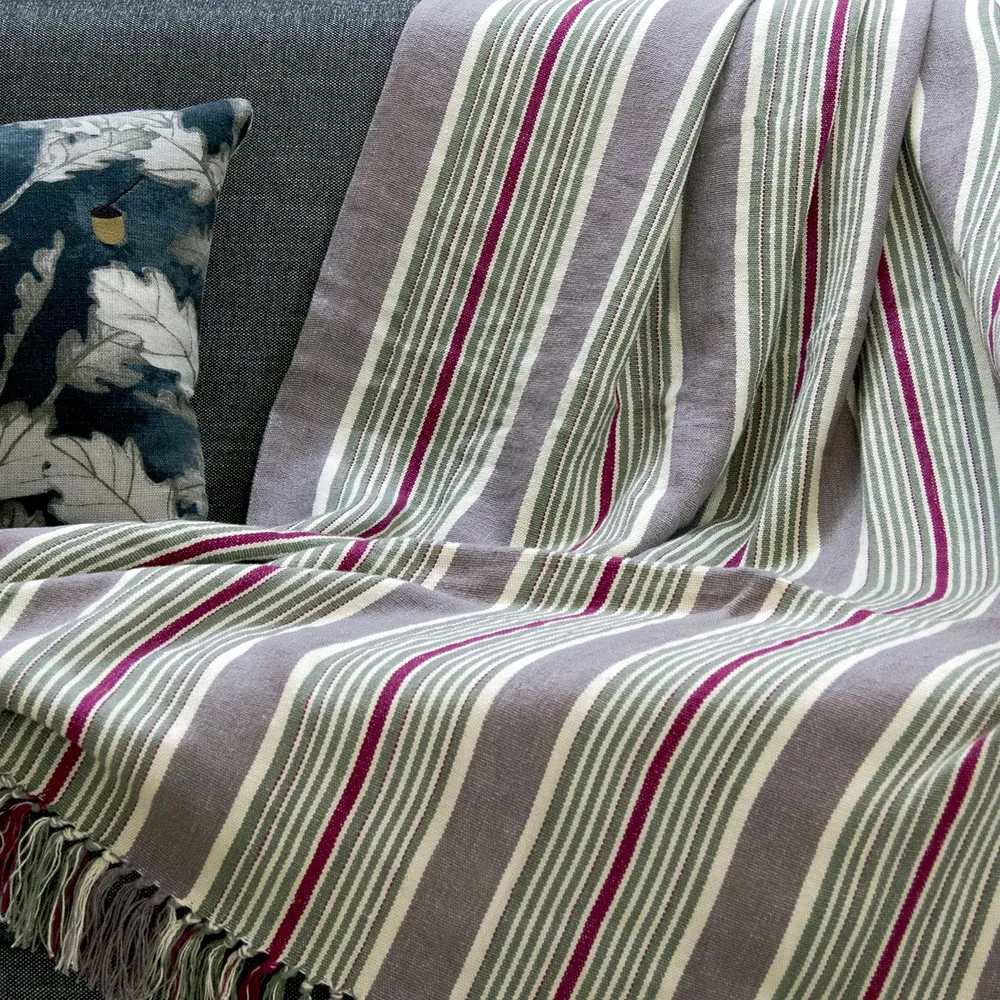 Grey Rose Self Fringed Linen Throw