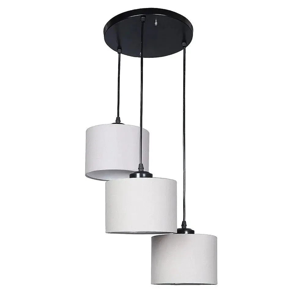 Grey Round Cotton Drum Cluster Hanging Light