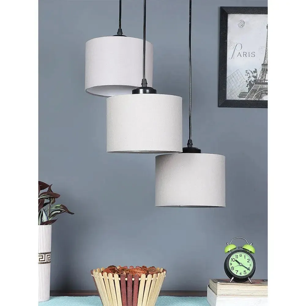 Grey Round Cotton Drum Cluster Hanging Light