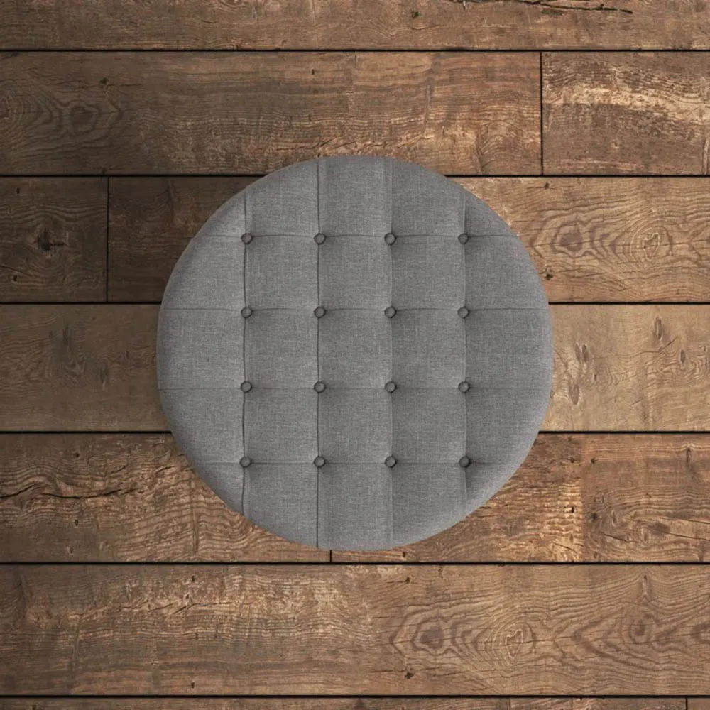 Grey Round-Shaped Premium Quality Storage Ottoman