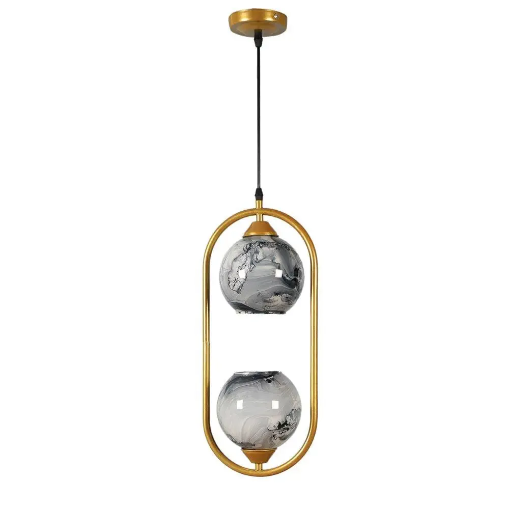Grey Splashed Dual Globe Capsule Ceiling Light
