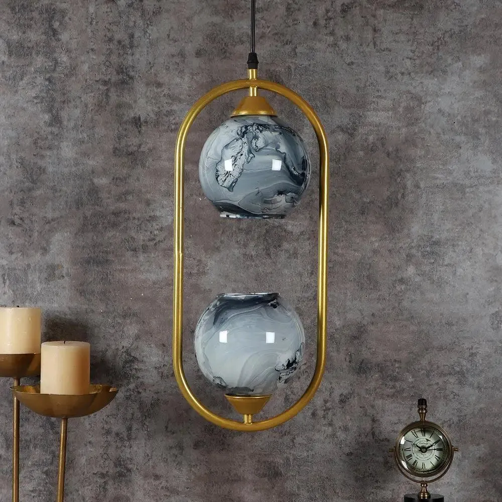 Grey Splashed Dual Globe Capsule Ceiling Light