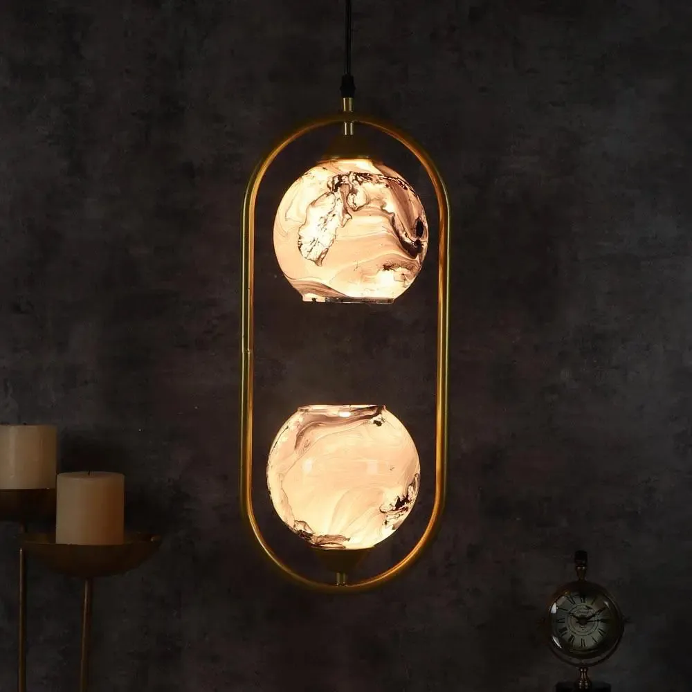 Grey Splashed Dual Globe Capsule Ceiling Light