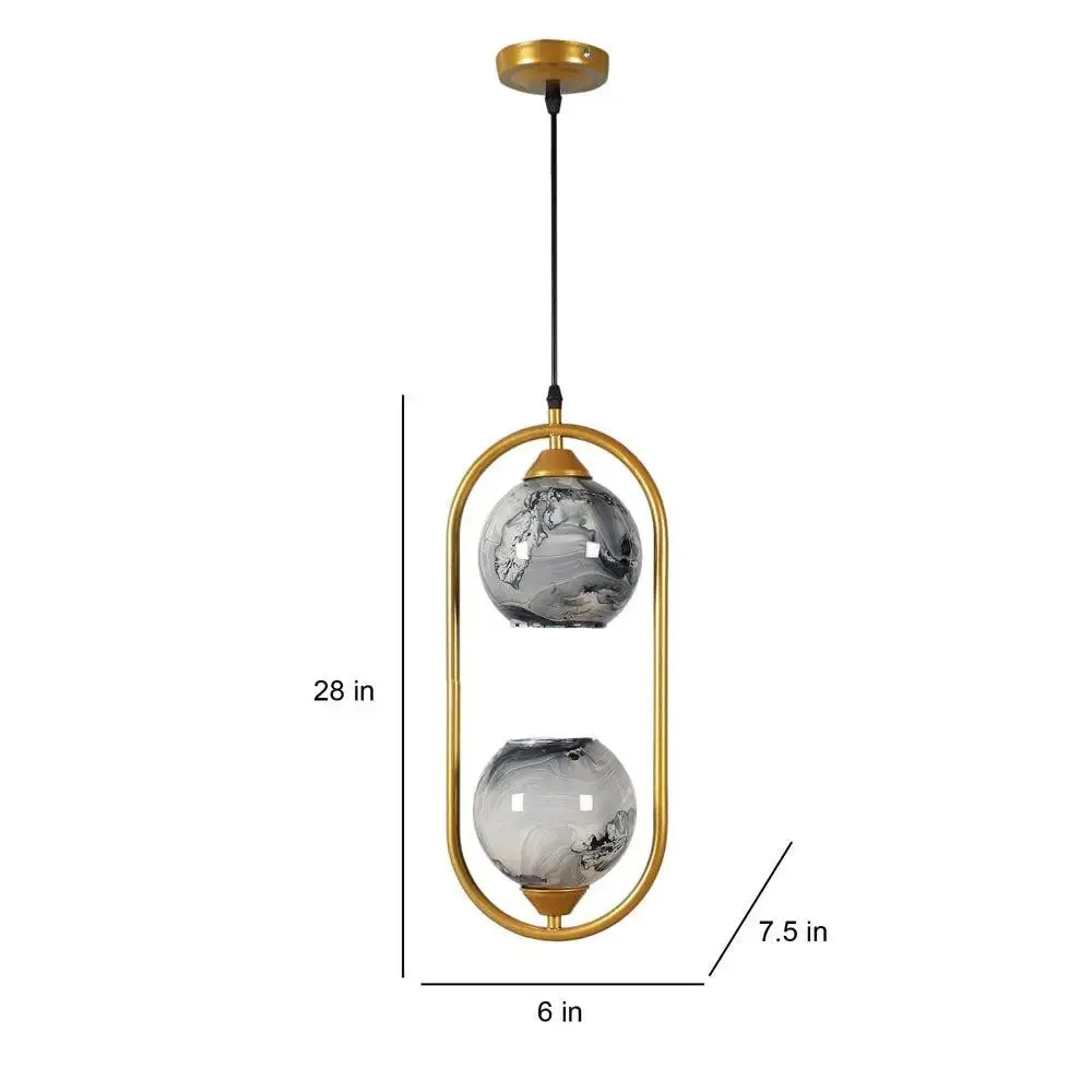 Grey Splashed Dual Globe Capsule Ceiling Light