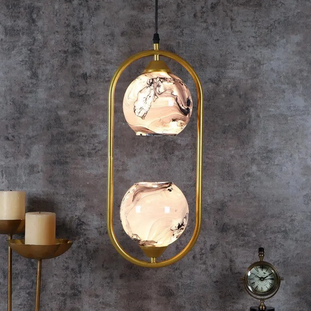 Grey Splashed Dual Globe Capsule Ceiling Light