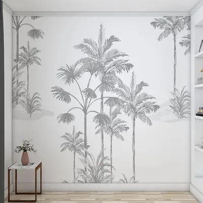 Grey Tropical Trees Self Adhesive Wall Paper