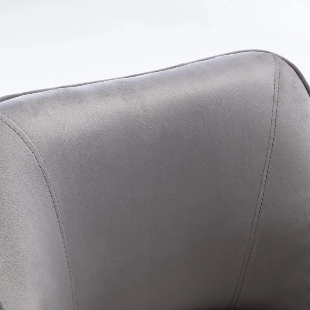 Grey Velvet Ergonomic Swivel Chair Single