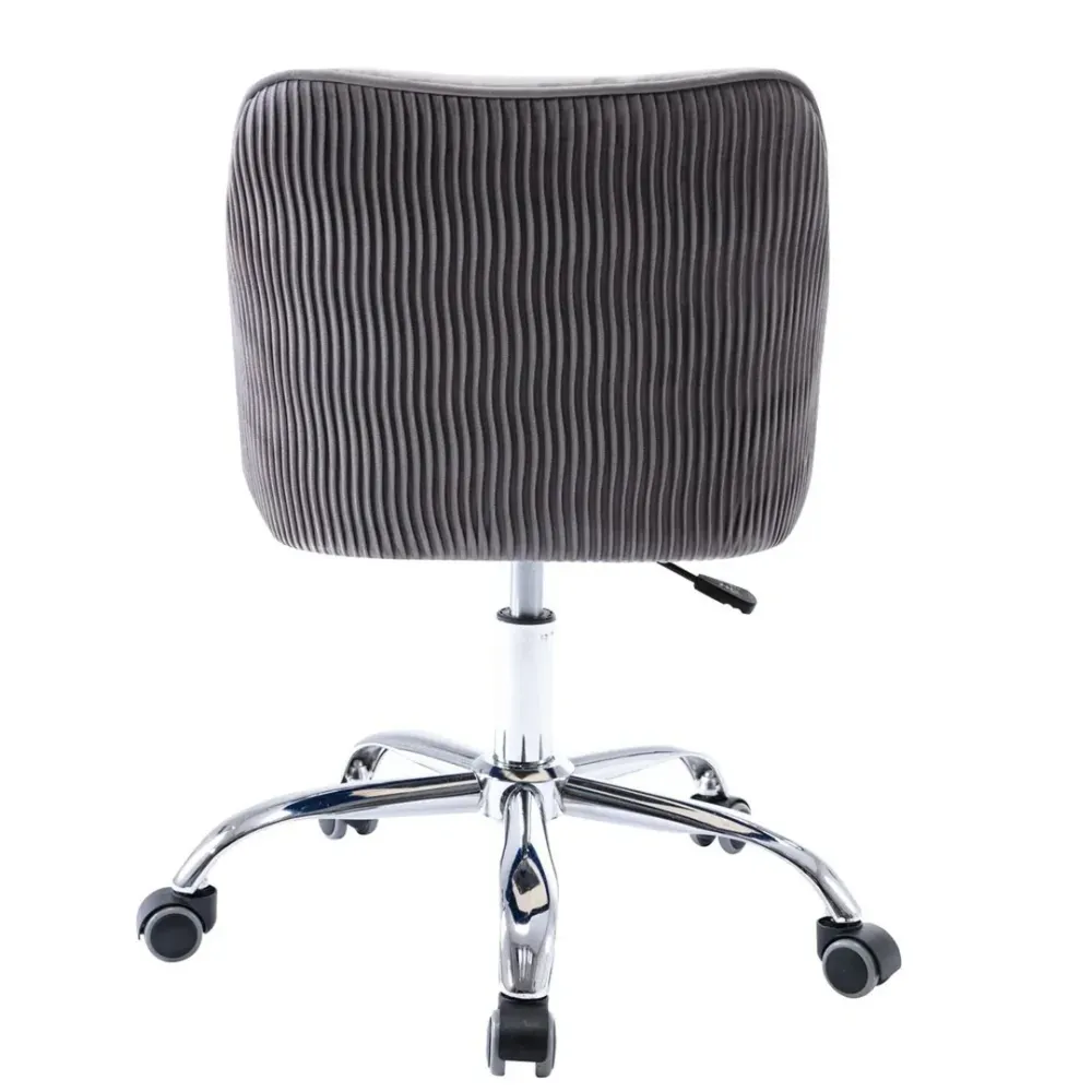 Grey Velvet Ergonomic Swivel Chair Single