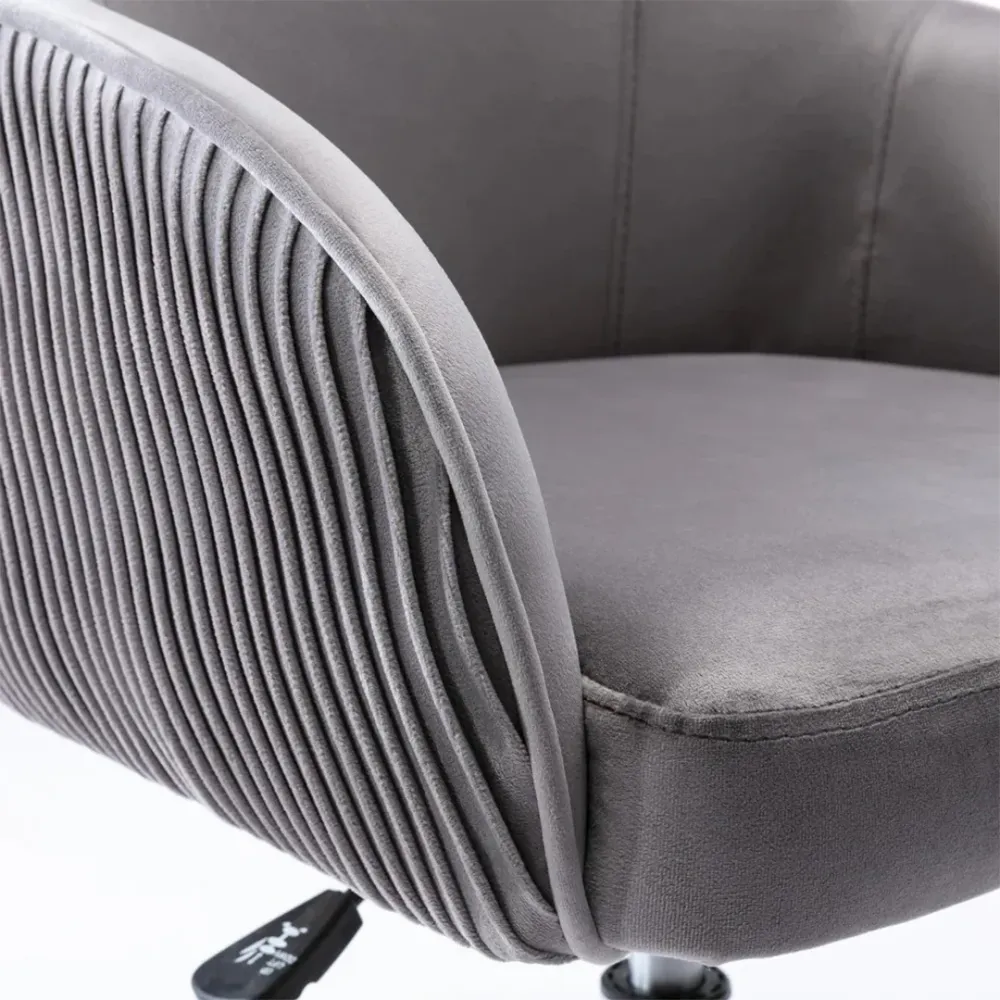 Grey Velvet Ergonomic Swivel Chair Single