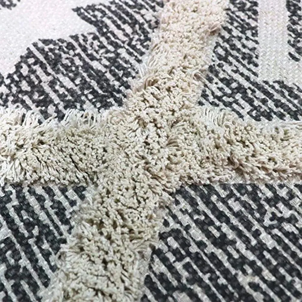 Grey & White Ethnic Pattern Tufted Area Rug (4 x 6) ft