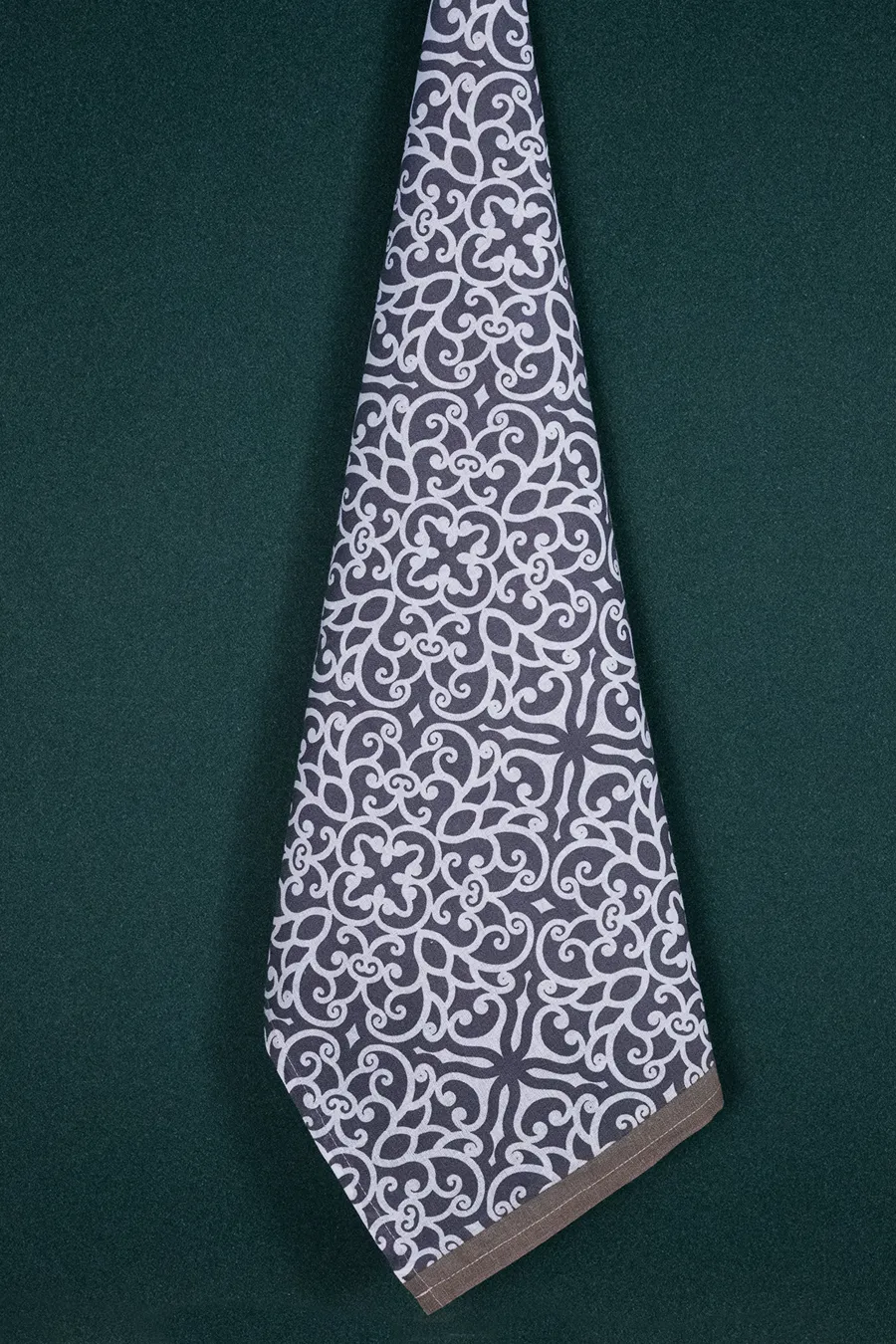 Grey White Kolam Print Hand Towel (Set of 2)