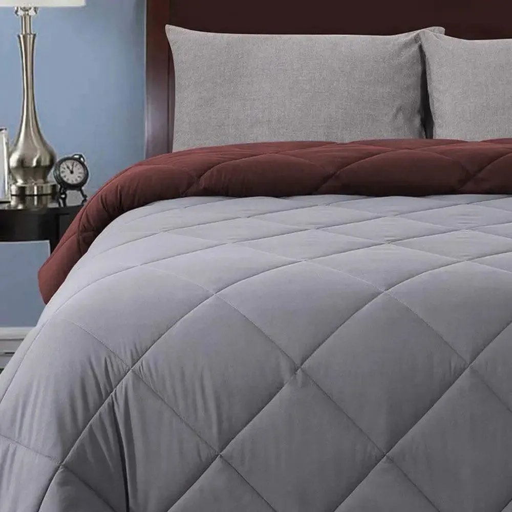Grey & White Quilted Double Bed Comforter