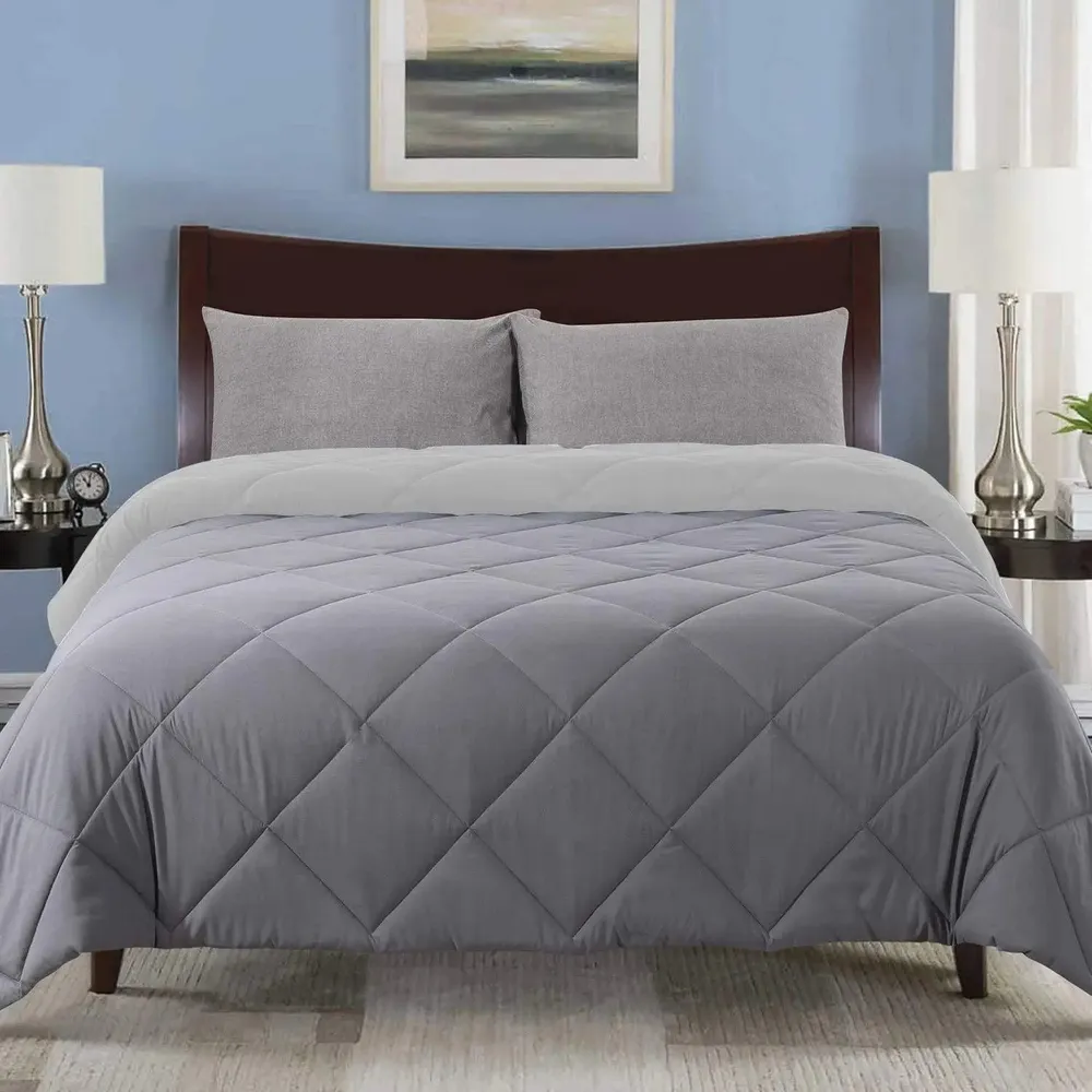 Grey & White Quilted Single Bed Comforter