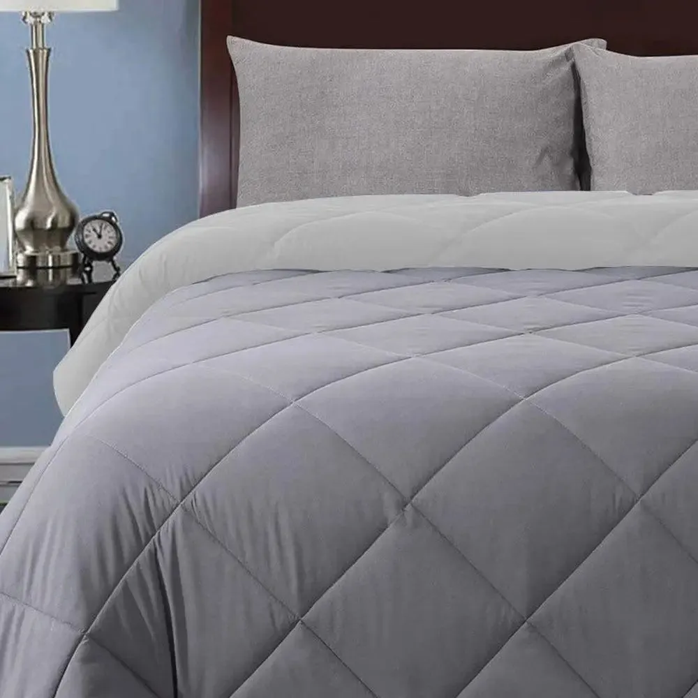 Grey & White Quilted Single Bed Comforter