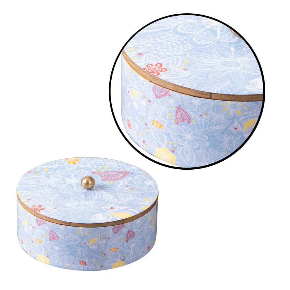 Grey Wood With Enamel Casserole/Chapatti Box With Tong