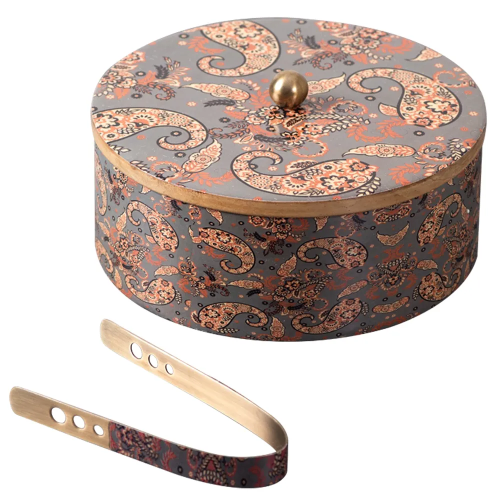 Grey Wooden With Enamel Casserole/Chapatti Box With Tong