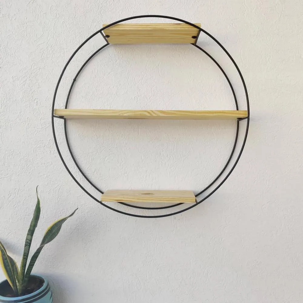 Grista 3 Tier Round Decorative Metal Wall Shelf