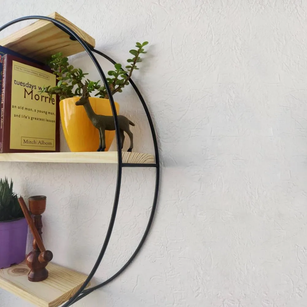 Grista 3 Tier Round Decorative Metal Wall Shelf