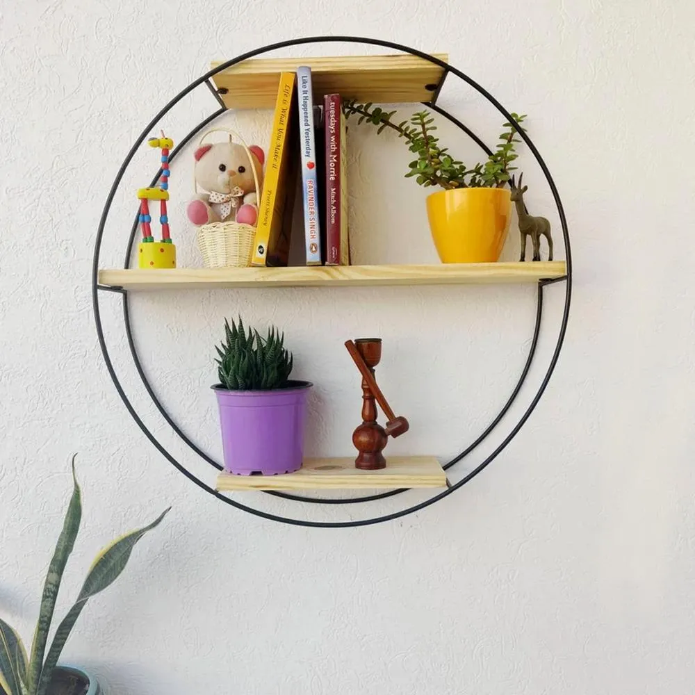 Grista 3 Tier Round Decorative Metal Wall Shelf