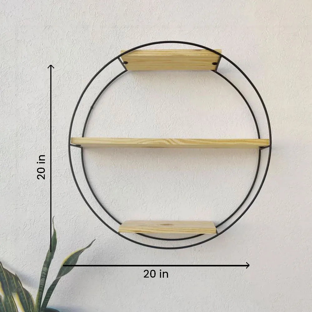 Grista 3 Tier Round Decorative Metal Wall Shelf