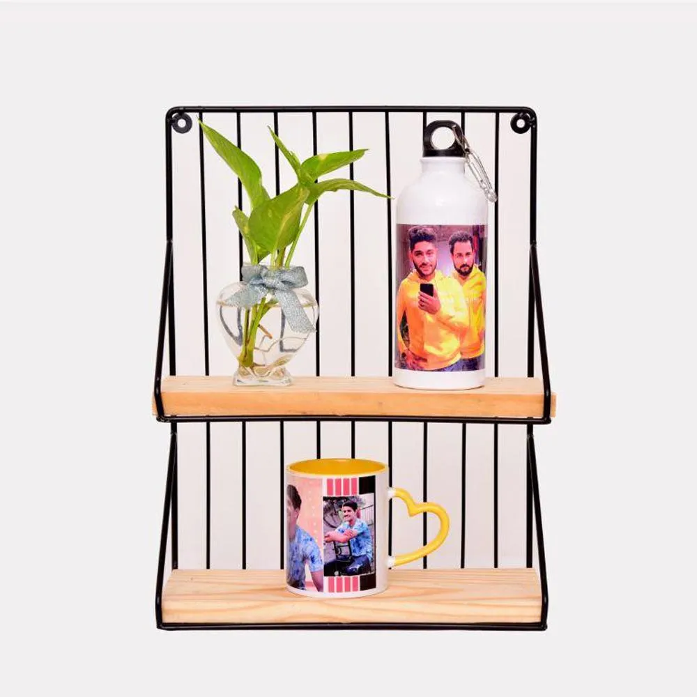 Grista Decorative Bars Metal Double Wall Shelf