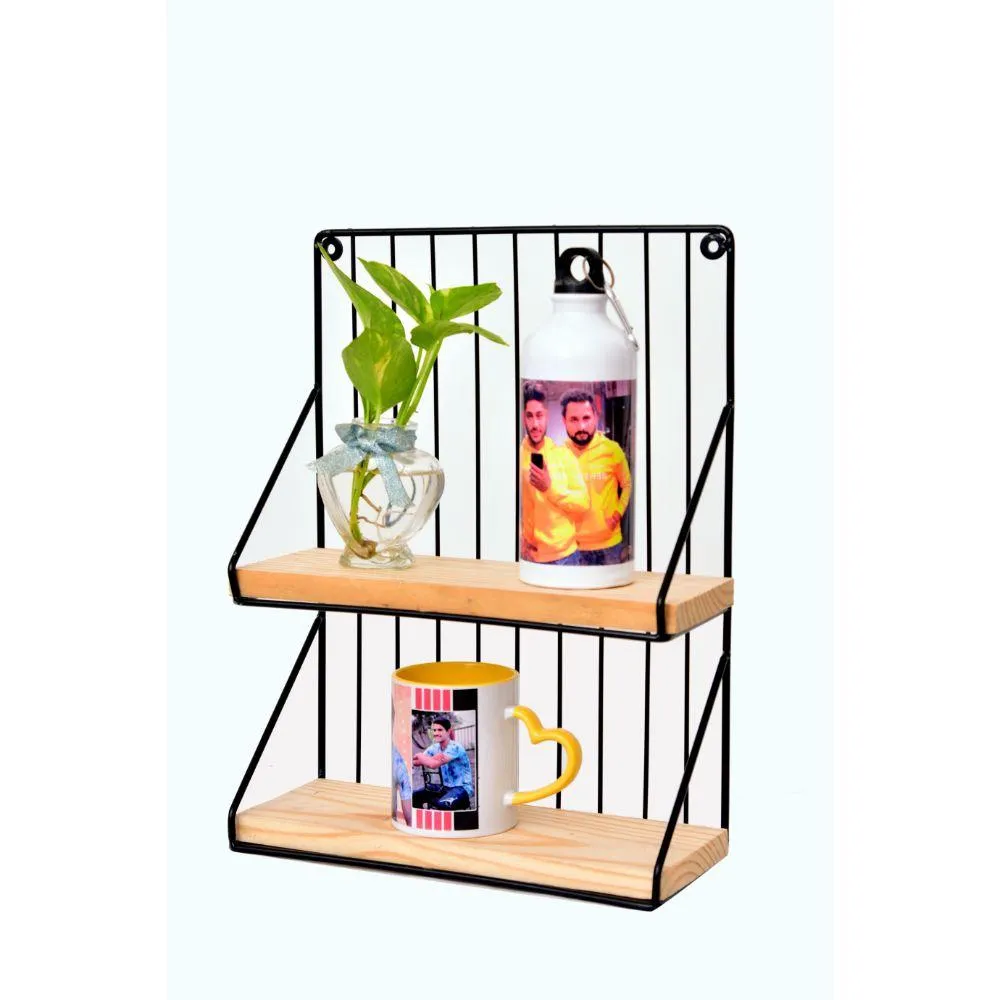 Grista Decorative Bars Metal Double Wall Shelf
