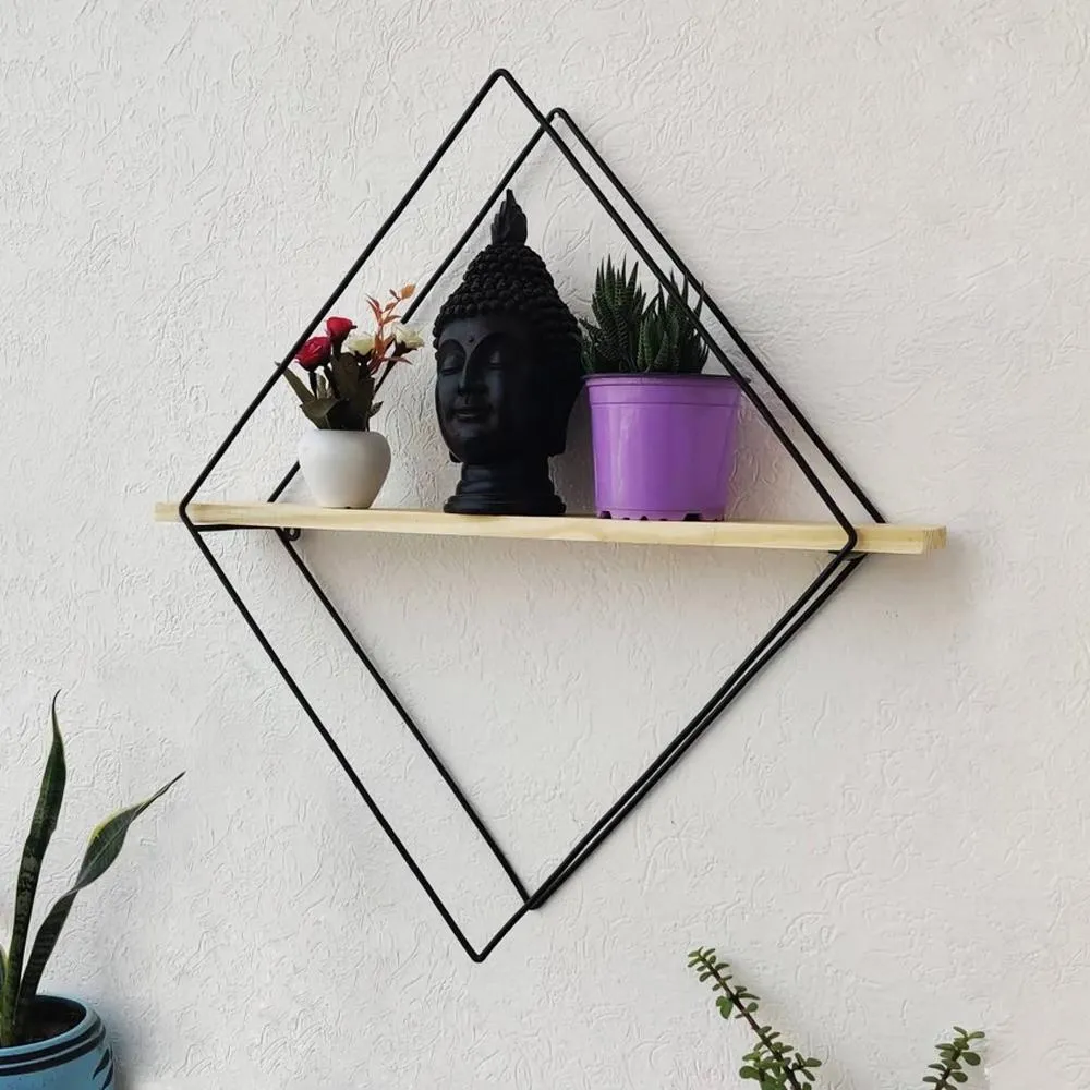 Grista Diamond Decorative Metal Wall Shelf (Set of 2)